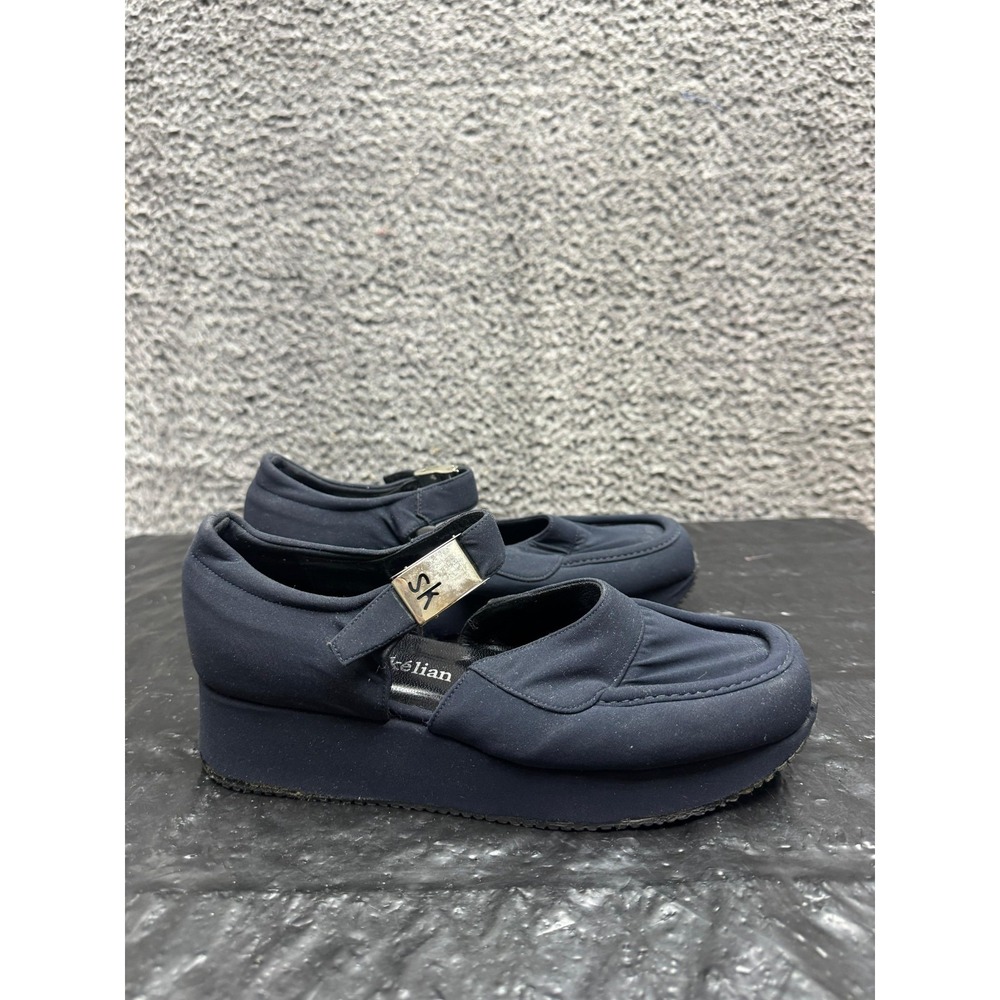 Stephane Kelian Paris Chunky Platform Mary Jane Shoes Navy Womens Size 8.5 US - Picture 4 of 12